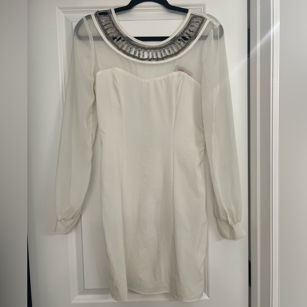 White long sleeve mini dress - bodycon